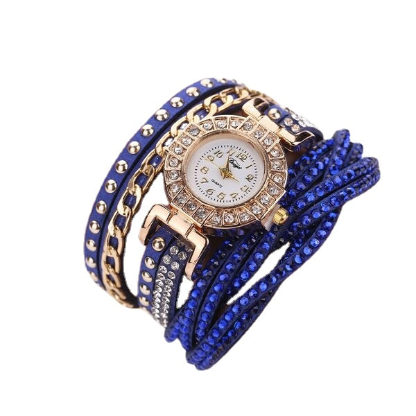 Luxury Nation Style  Crystal Gold Bracelet Watch Ladies Vintage Quartz Wirstwatches