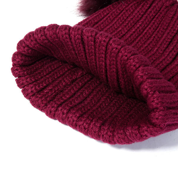 Women's Knitted Winter Beanie with Pom Pom - Warm, Soft Fur Ball Cap