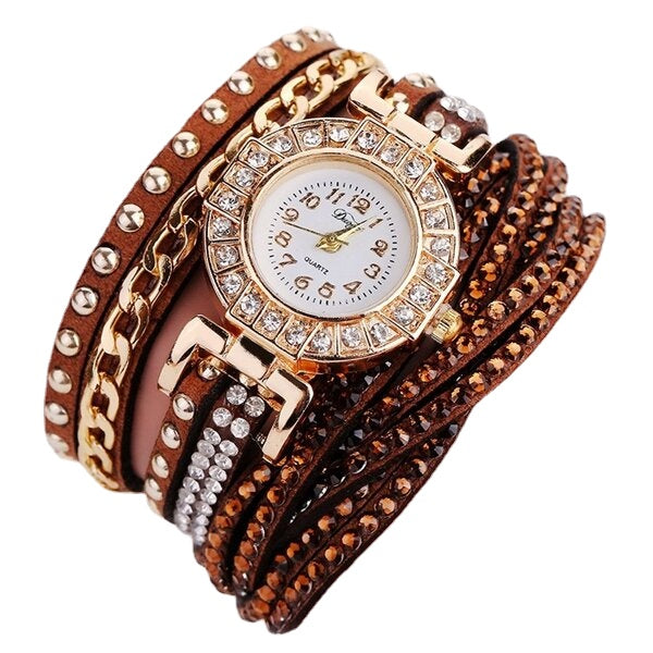 Luxury Nation Style  Crystal Gold Bracelet Watch Ladies Vintage Quartz Wirstwatches