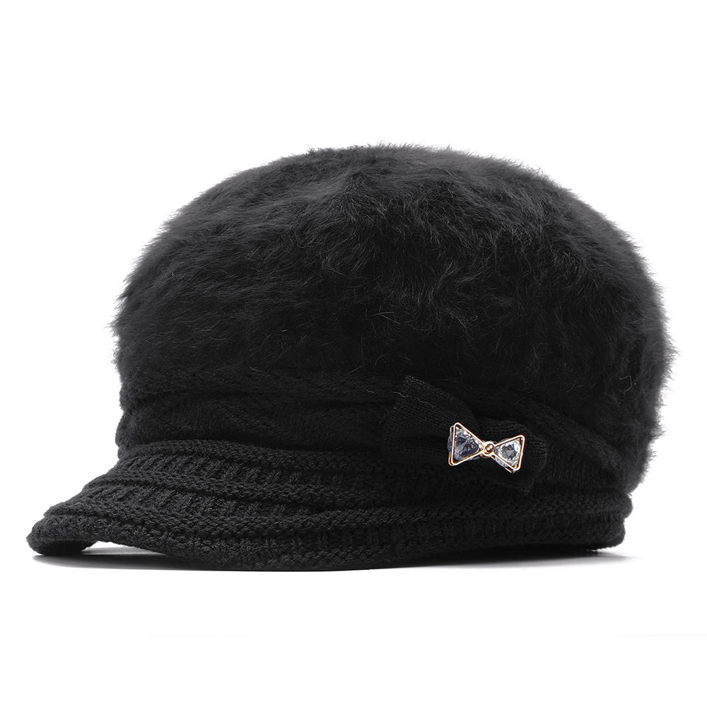 Women's Winter Knit Velvet Beret Hat - Warm Outdoor Leisure Cap