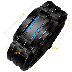 Fashion Rectangle Dial LED Time Date Display 30M Waterproof Steel Strap Men Digital Watch