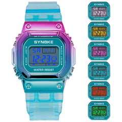 Gradient Color Watch Case Fashion Style Women Men Luminous Display Couple Digital Watch