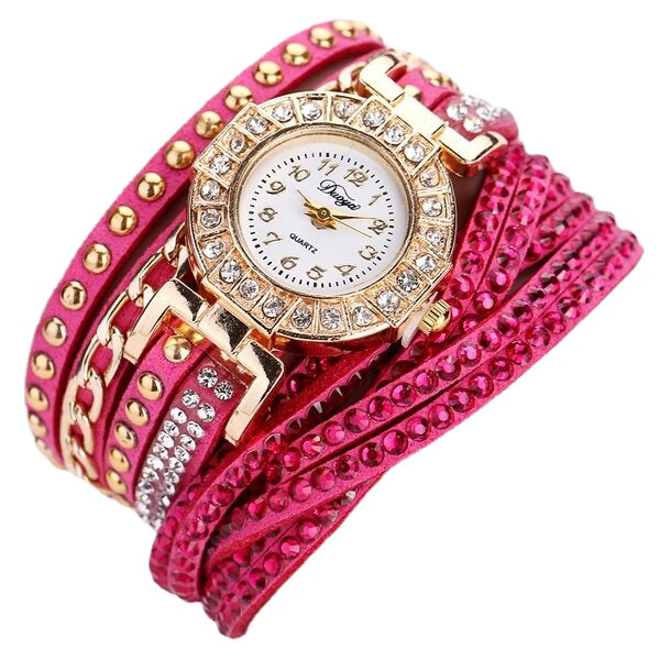 Luxury Nation Style  Crystal Gold Bracelet Watch Ladies Vintage Quartz Wirstwatches