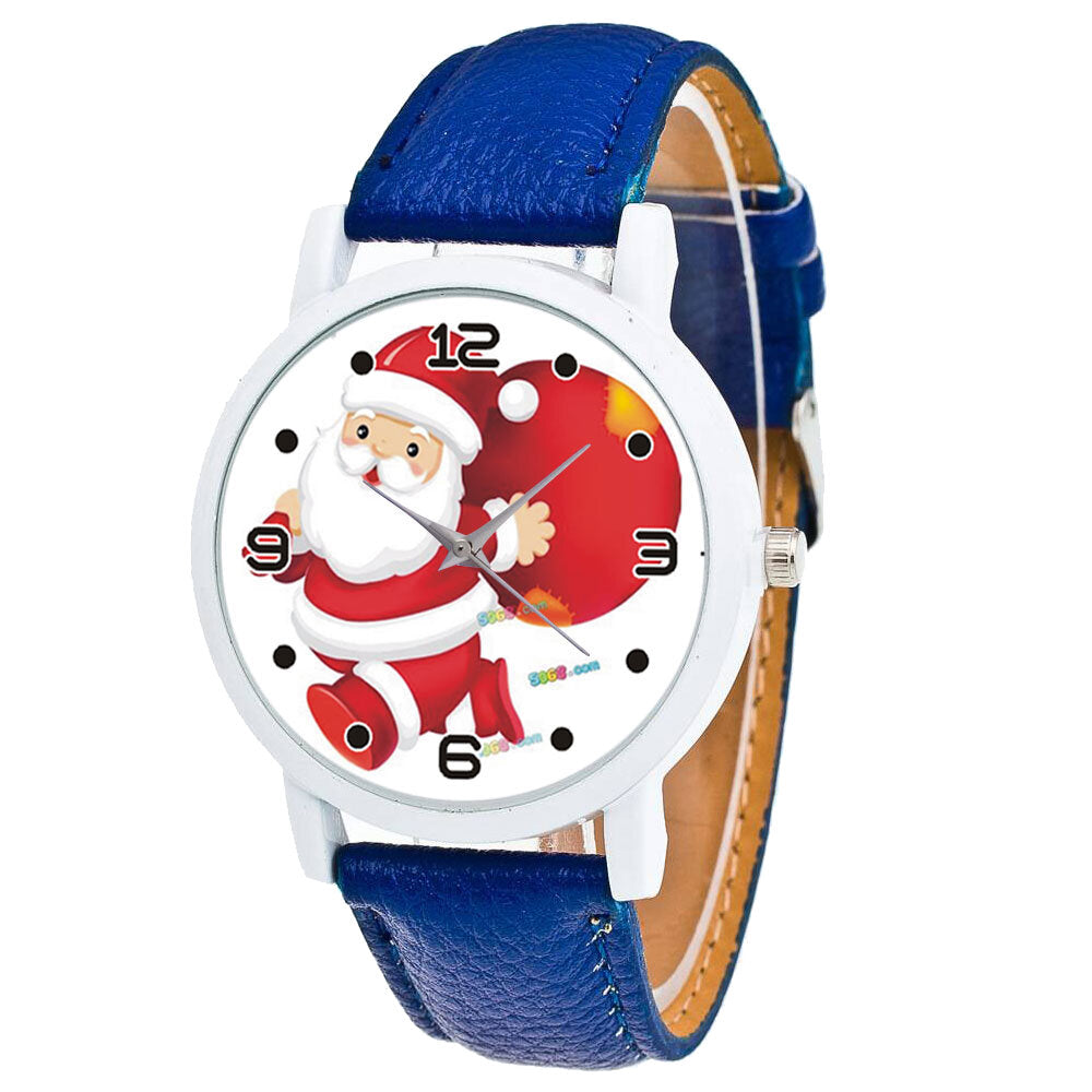 Cartoon Santa Claus and Gift Pattern Cute Kid Watch Fashion Children Quartz Watch