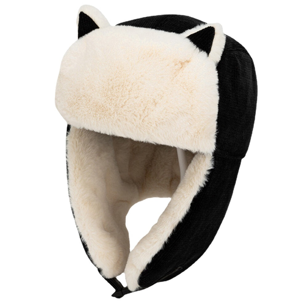 Windproof Cotton Cat Ear Trapper Hat for Skiing & Riding - Warm Ear Protection