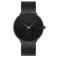 Men Simple Dial Full Mesh Steel Strap Independent second Dial Quartz Watch