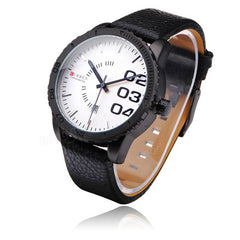 Stylish Life Waterproof PU Leather Band Men Quartz Sport Wrist Watch