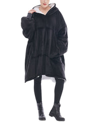 Women's Oversized Flannel Fleece Blanket Hoodie with Kangaroo Pocket