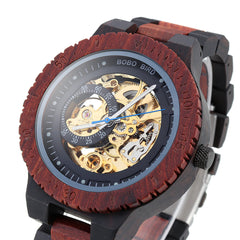 Men Wooden Luminous Hand Wristwatches Mechanical Watch