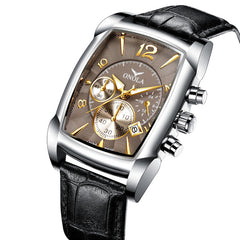 Business Men Watch Date Display Multi-function Waterproof Leather Strap Quartz Watch