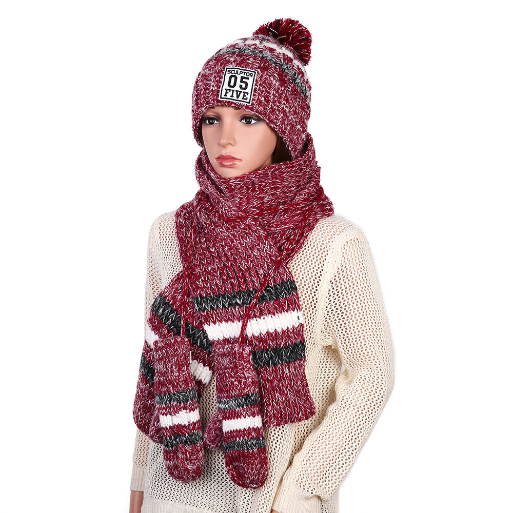 Women's Handmade Knit Hat, Scarf & Gloves Set - Warm, Thick, Chic Christmas Gift