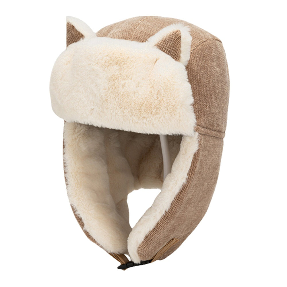 Windproof Cotton Cat Ear Trapper Hat for Skiing & Riding - Warm Ear Protection