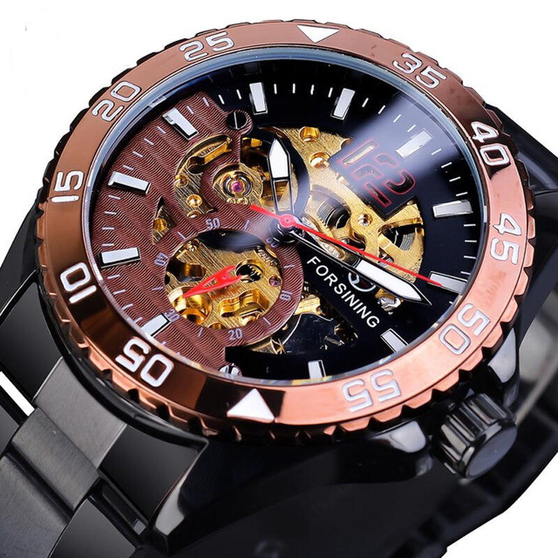 Fashion Men Automatic Watch Business Stainless Steel Strap Mechanical Watch