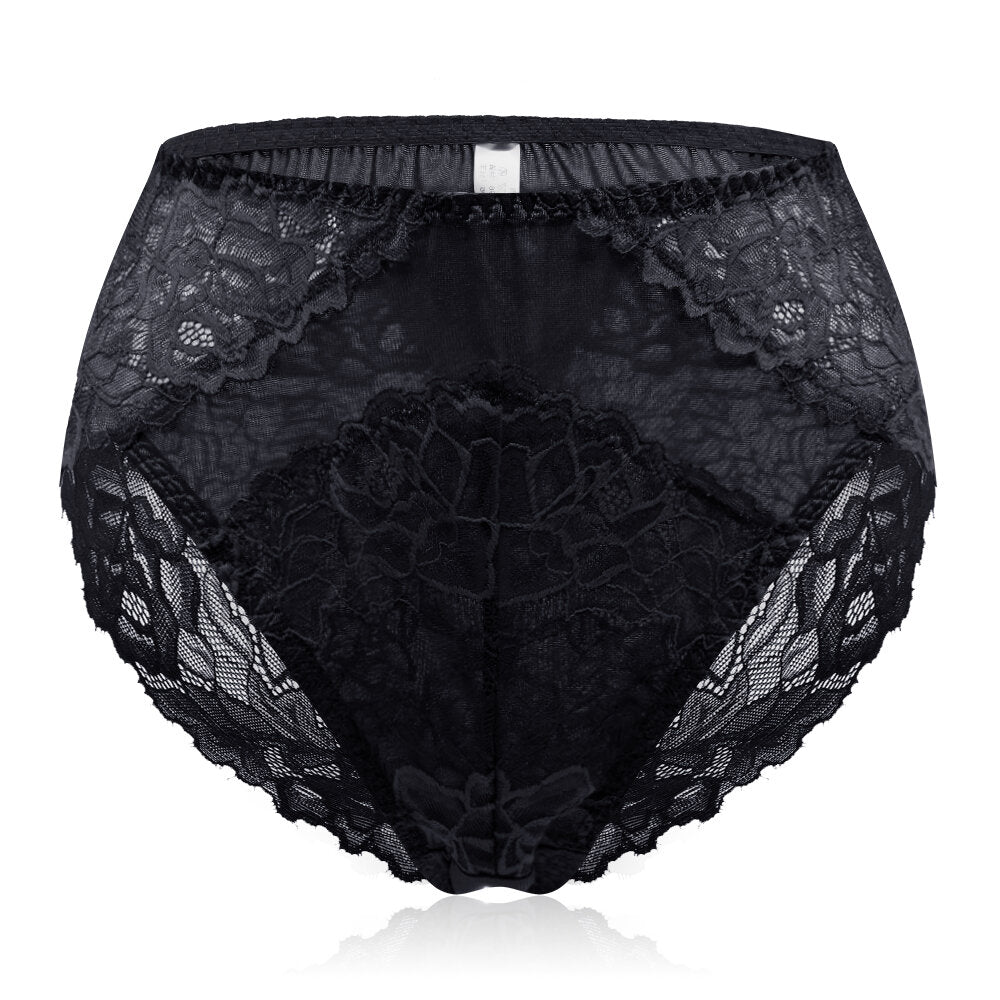 Plus Size Luxury Lace Floral Breathable Briefs
