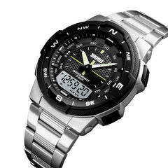 Stainless Steel Waterproof Chrono Dual Digital Watch Business Style Men Wrist Watch