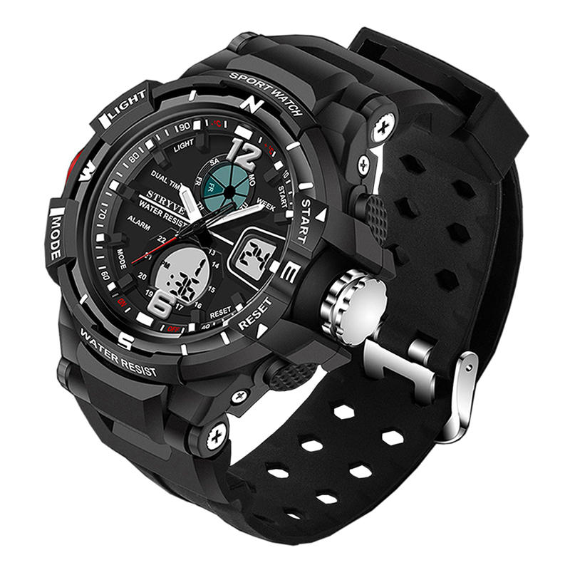 Chronograph Luminous Week Display Waterproof Men Sport Dual Display Digital Watch