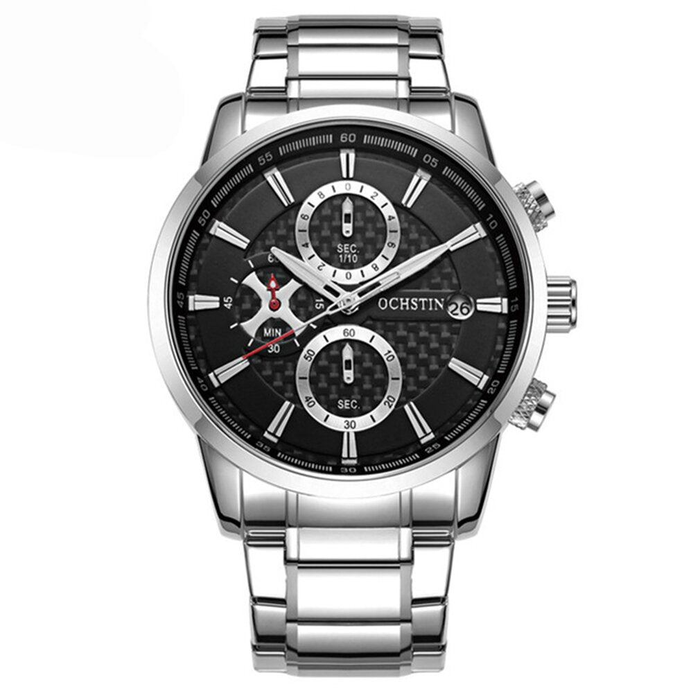 Men's Waterproof Steel Quartz Watch with Date Display - Business Style