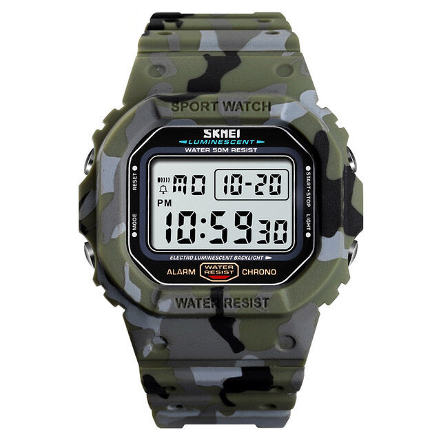 Military Stopwatch Alarm Waterproof Sports Shockproof Digital Men Watch