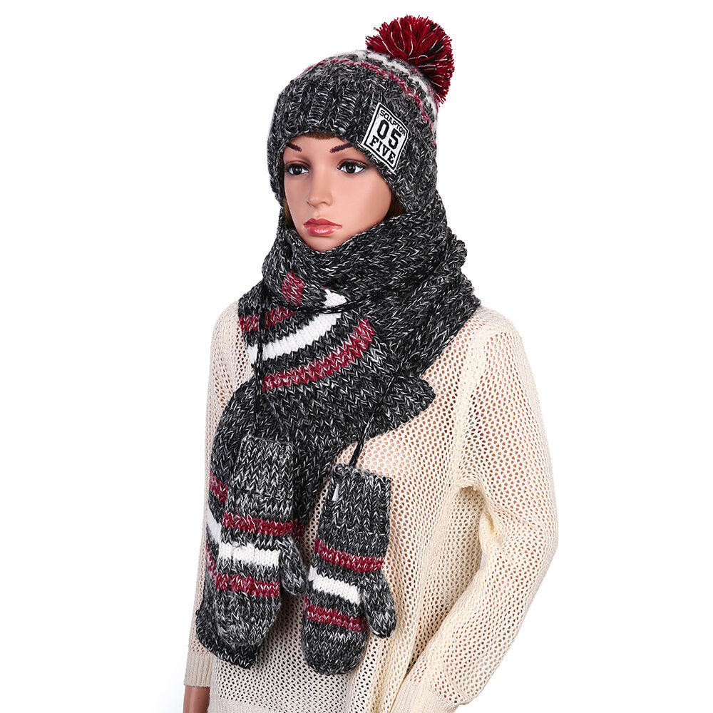 Women's Handmade Knit Hat, Scarf & Gloves Set - Warm, Thick, Chic Christmas Gift