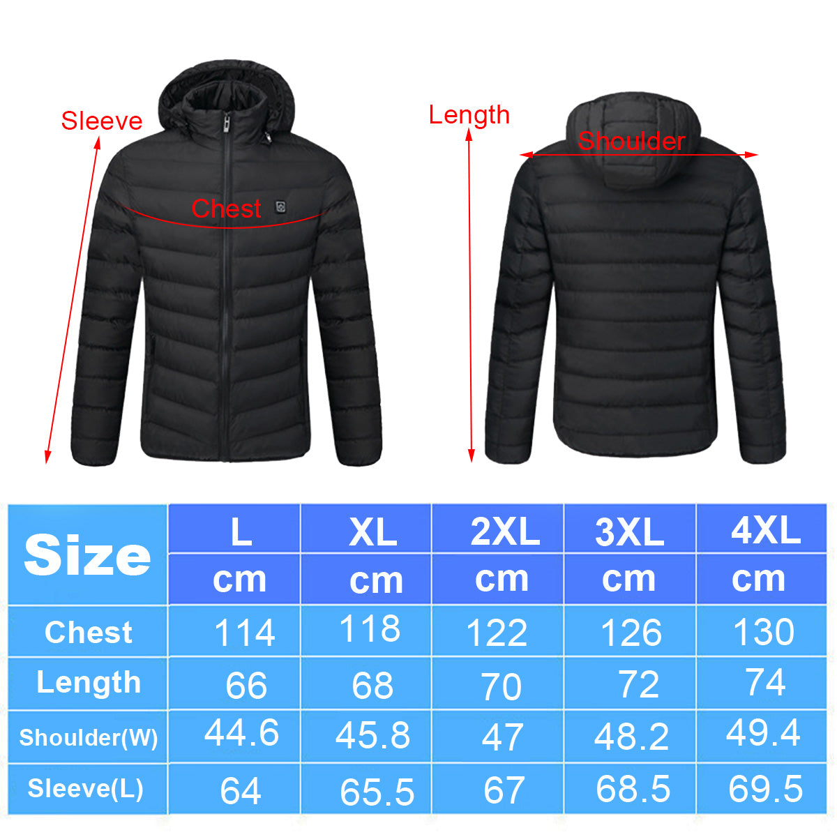 Mens USB Heated Warm Back Cervical Spine Hooded Winter Jacket Motorcycle Skiing Riding Coat Women