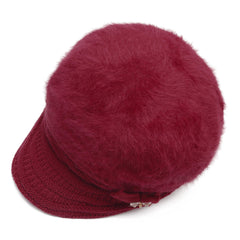 Women's Winter Knit Velvet Beret Hat - Warm Outdoor Leisure Cap