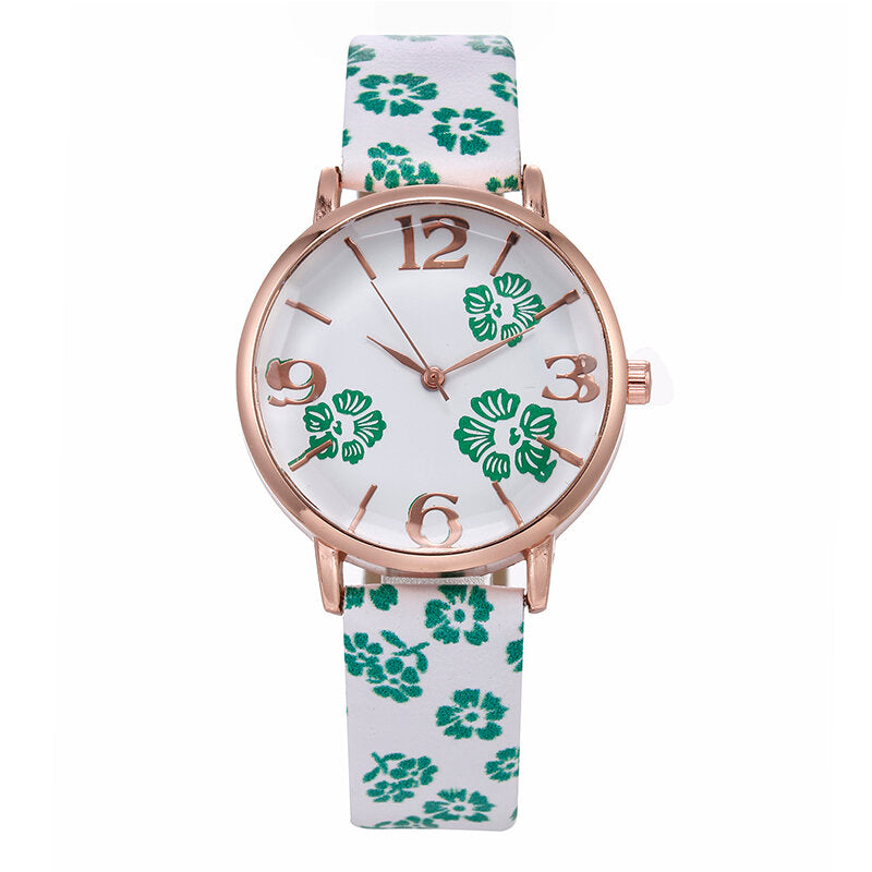 Retro Style Flower Printed Women Wrist Watch Chinese Style Quartz Watches