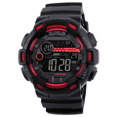 Luminous Week Display Stopwatch Countdown 5ATM Waterproof Dual-time Sport Men Digital Watch