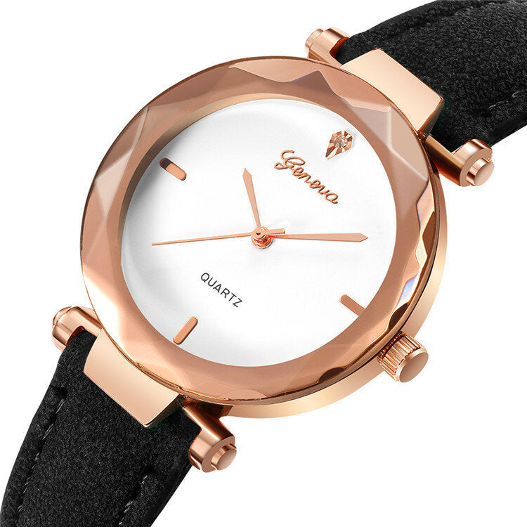 Leather Strap Simple Dial Design Metal Case Women Watch Ladies Dress Quarta Watch