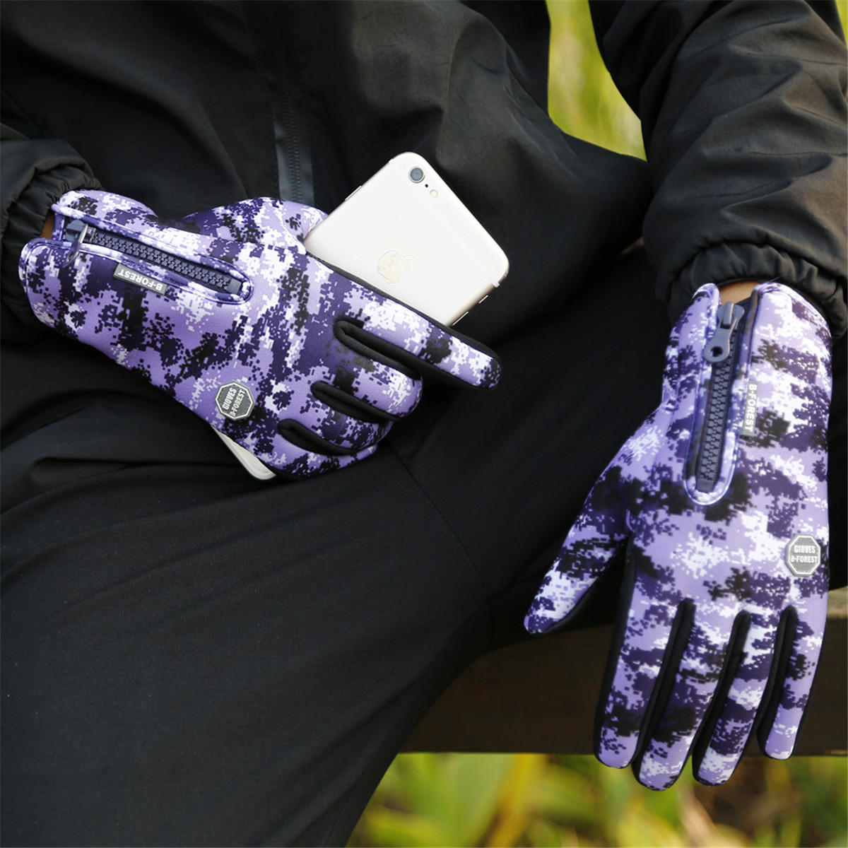 Waterproof Touchscreen Winter Gloves - Thick, Warm, Antiskid, Camouflage for Outdoor Sports