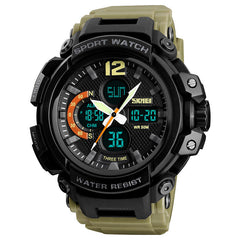 Digital Watch Dual Display Chronograph 3 Time Waterproof Alarm Digital Quartz Wrist Watch