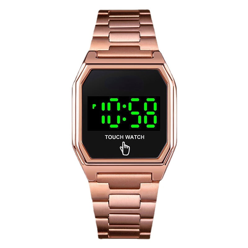 LED Display Luminous Smart Touch 30M Waterproof Stainless Steel Strap Digital Watch