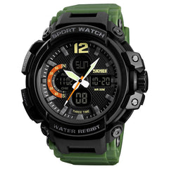 Digital Watch Dual Display Chronograph 3 Time Waterproof Alarm Digital Quartz Wrist Watch