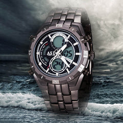 ports Men Watch Double Display Chronograph Dive Alarm Luminous 3ATM Waterproof Multifunctional Sports Quartz Watch