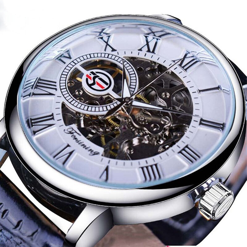 3D Hollow Engraving Design Luminous Display Fashion Men Automatic Mechanical Watch