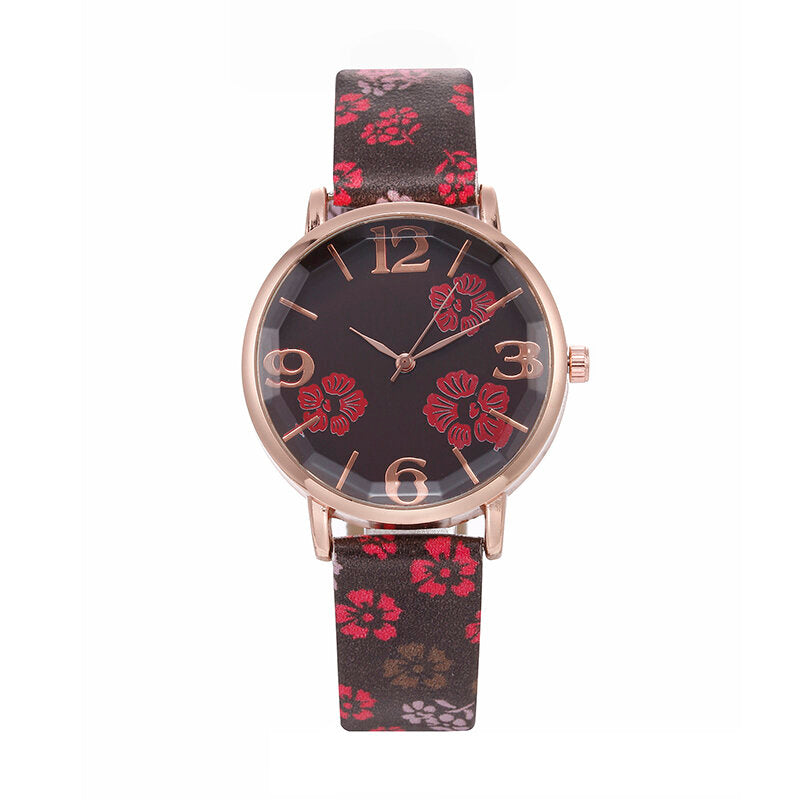 Retro Style Flower Printed Women Wrist Watch Chinese Style Quartz Watches