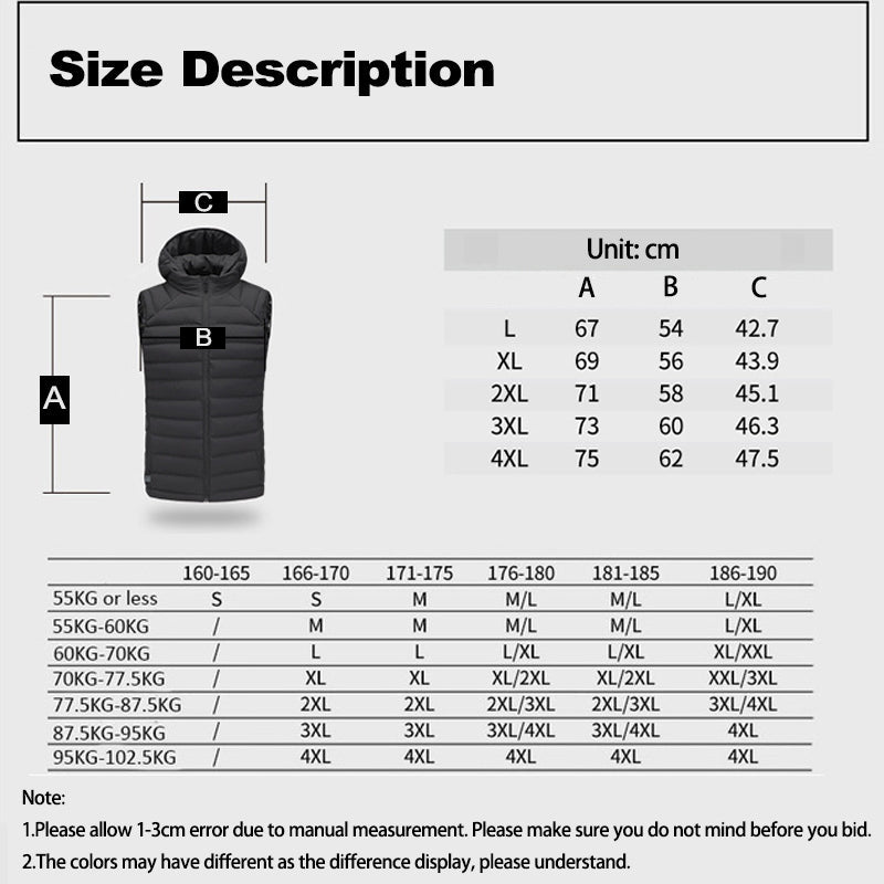 USB Heated Vest with Hat for Men & Women - Winter Hiking & Fishing Jacket