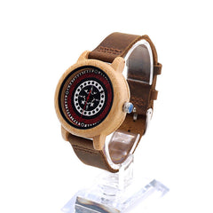 Retro Style Wood Wrist Watches Leather Strap Ladies Watch