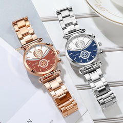 Fashion Casual Steel Alloy Mesh Strap Personality Gear Dial Quartz Watch for Men Women