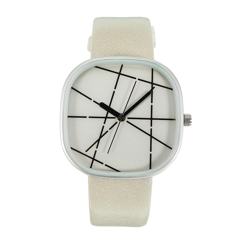 Unisex Square Dial Leather Strap Fashion Watch