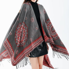 Vintage Ethnic Style Women's Winter Scarf Shawl with Tassels - Artificial Cashmere