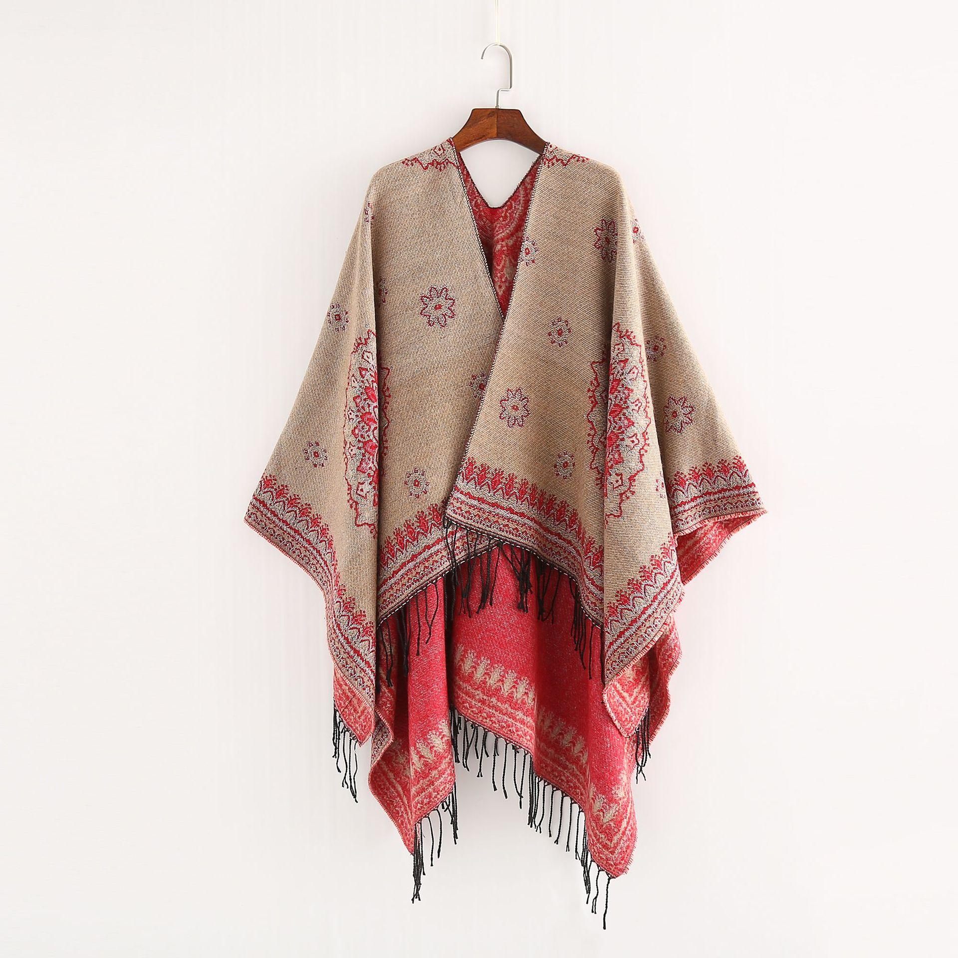 Vintage Ethnic Style Women's Winter Scarf Shawl with Tassels - Artificial Cashmere