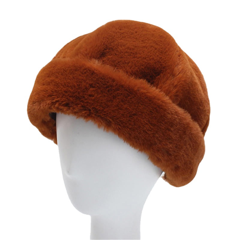 Women's Adjustable Winter Fur Hat - Soft, Warm, Brimless Design