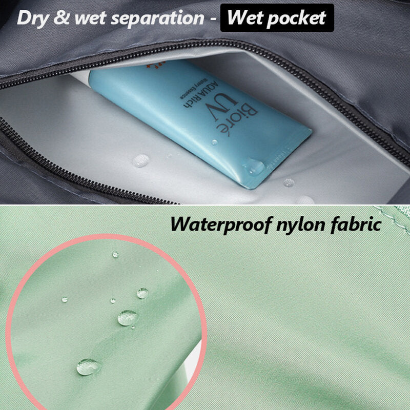 Women Oxford Dry Wet Separation Gym Bag Scalable Foldable Design Crossbody Bag Large Capacity Fixed Strap Waterproof Wearable Travel Bag