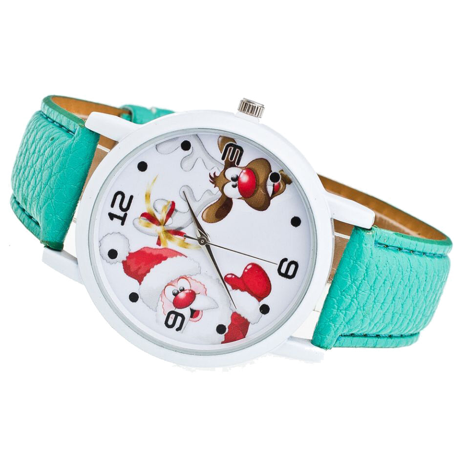 Cartoon Santa and Elk Pattern Fashion Cute Kid Watch Children Quartz Watch