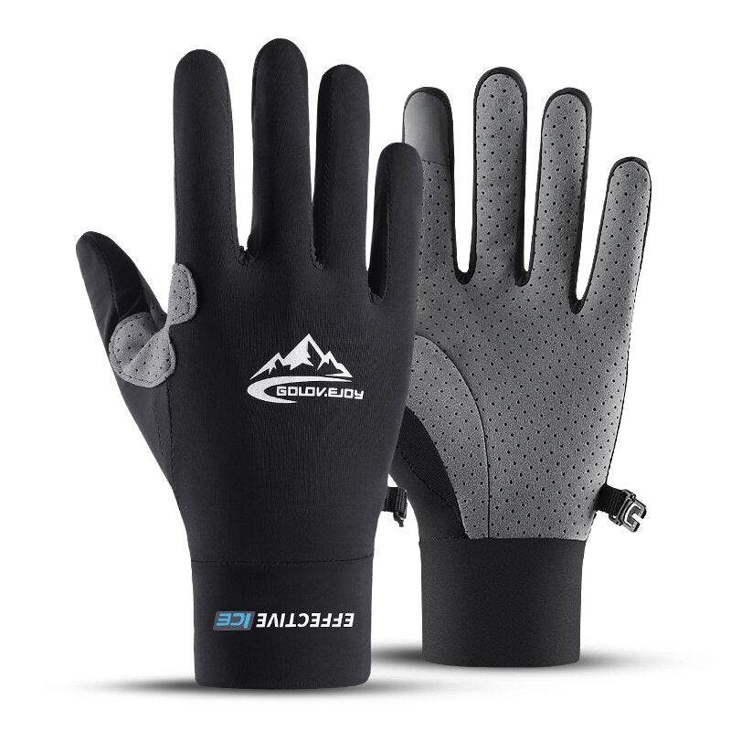 Ice Silk Touchscreen Motorcycle Gloves - Non-Slip, Full Finger, Sunscreen Protection