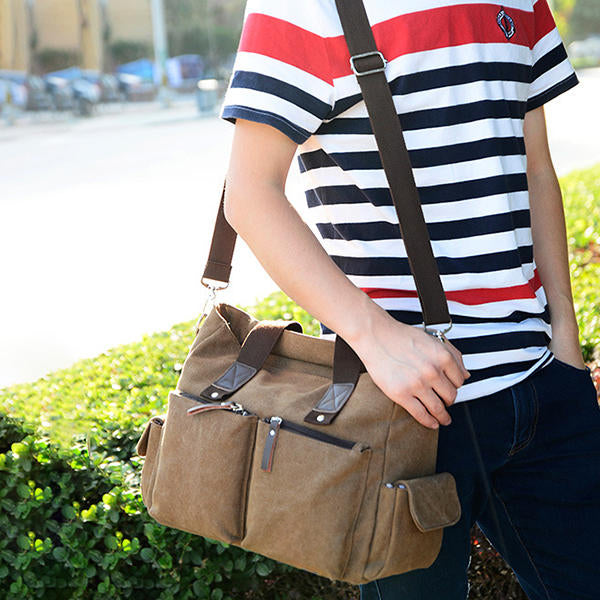 Men's Large Capacity Canvas Crossbody Bag for Outdoor Travel