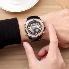 Men Dual Display Watch Luxury Stainless Strap Sport Watch