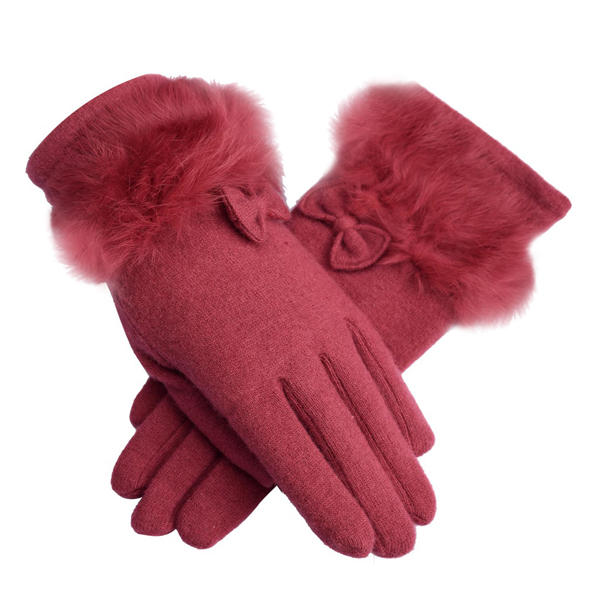 Elegant Women's Wool Gloves - Warm, Windproof, Full Finger Design