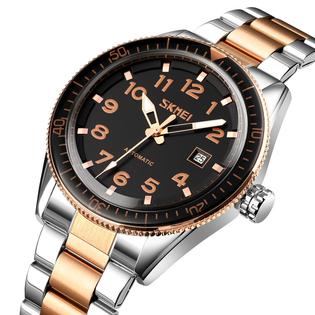 Full Metal Strap Hollow Dial Business Style Men Mechanical Watch