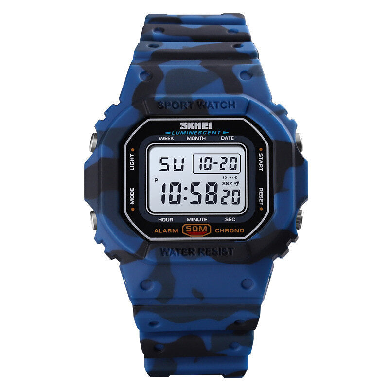 Sport Camouflage Children Watch 5ATM Waterproof Luminous Week Display LED Kids Outdoor Digital Watch